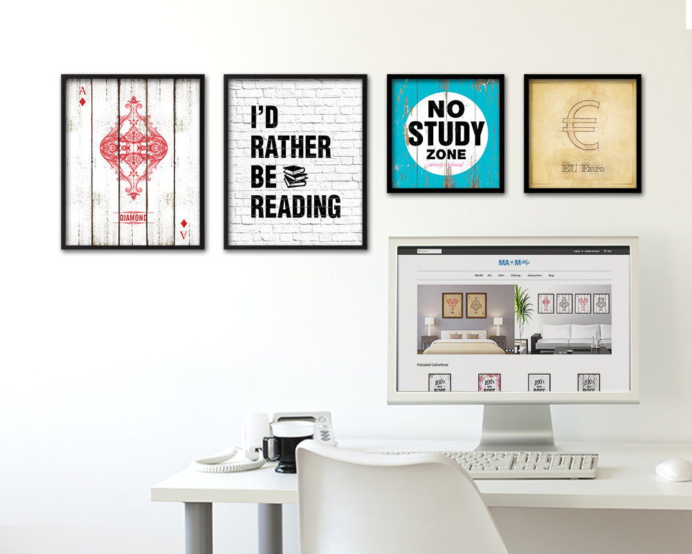 I'd rather be reading Quote Framed Print Home Decor Wall Art Gifts