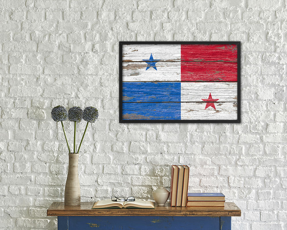 Panama Country Wood Rustic National Flag Wood Framed Print Wall Art Decor Gifts