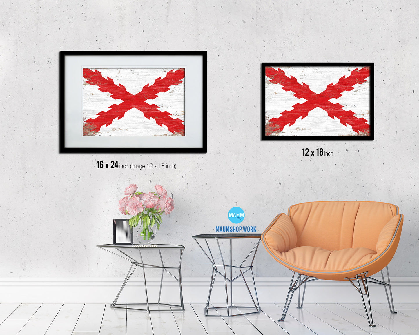 Spanish Ensign Spain Royal War Shabby Chic Military Flag Framed Print Decor Wall Art Gifts