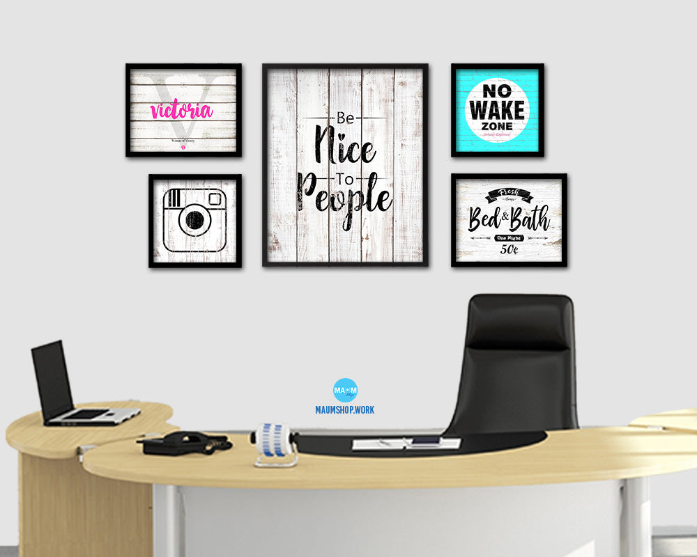 No Wake Zone Shabby Chic Sign Wood Framed Art Paper Print Wall Decor Gifts