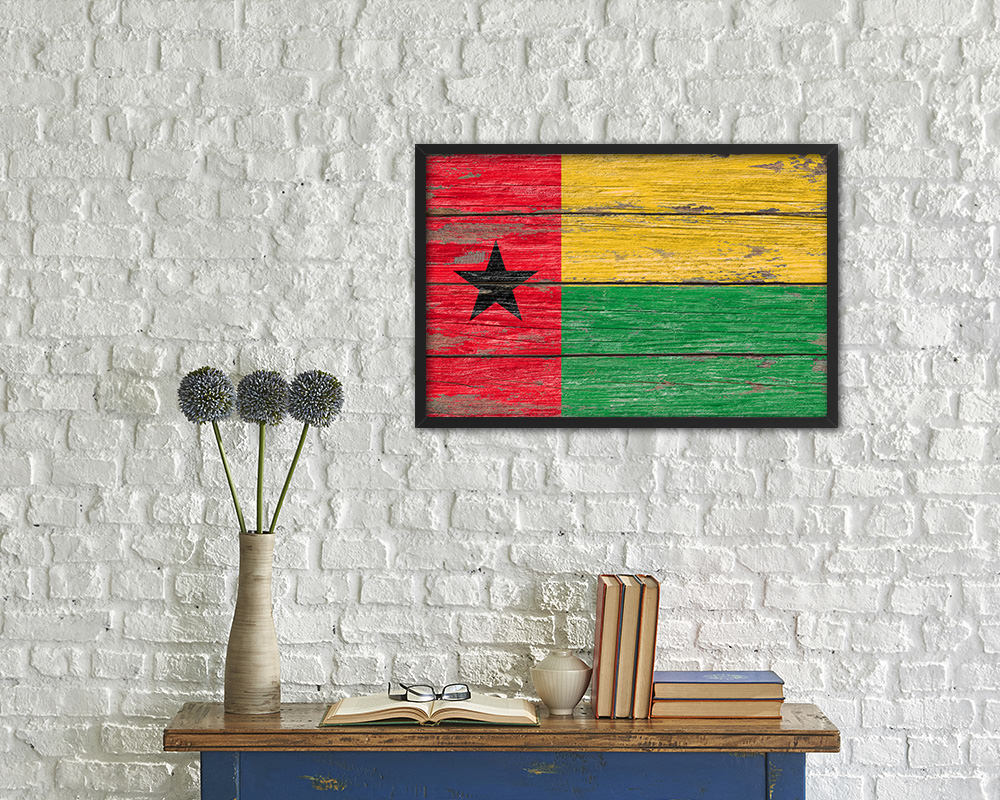 Guinea Bissau Country Wood Rustic National Flag Wood Framed Print Wall Art Decor Gifts