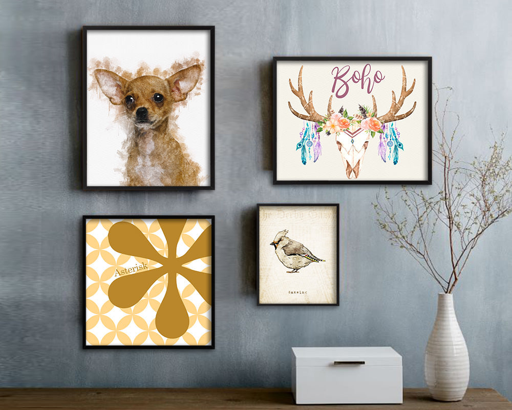 Chihuahua Dog Puppy Portrait Framed Print Pet Watercolor Wall Decor Art Gifts