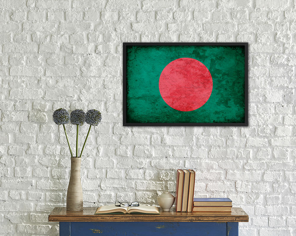 Bangladesh Country Vintage Flag Wood Framed Print Wall Art Decor Gifts