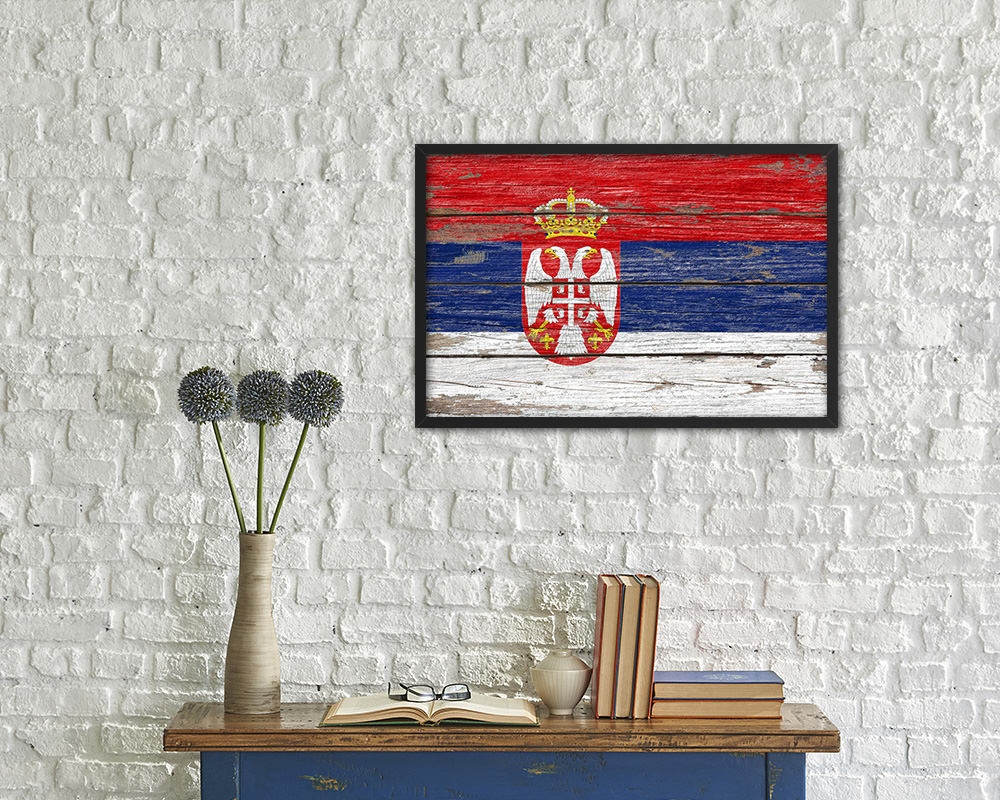 Serbia Country Wood Rustic National Flag Wood Framed Print Wall Art Decor Gifts
