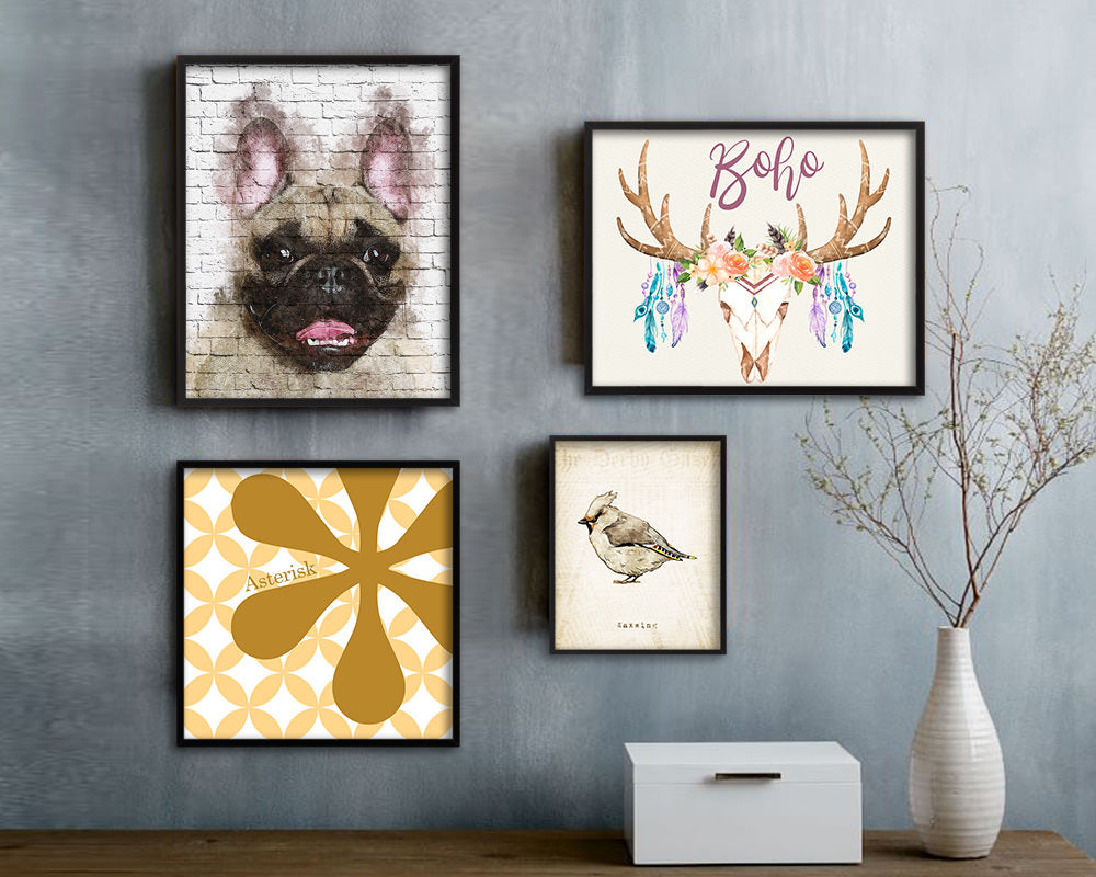 French Bulldog Dog Puppy Portrait Framed Print Pet Watercolor Wall Decor Art Gifts