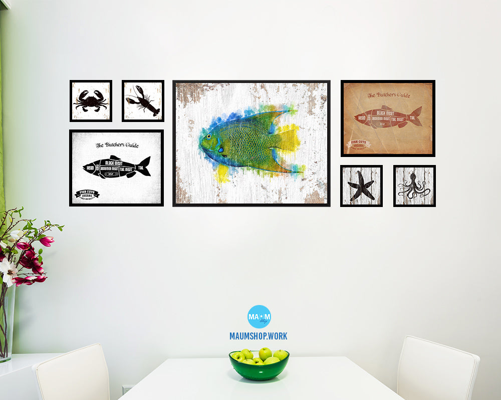 Angelfish Framed Print Modern Restaurant Sushi Bar Modern Watercolor Wall Art Decor