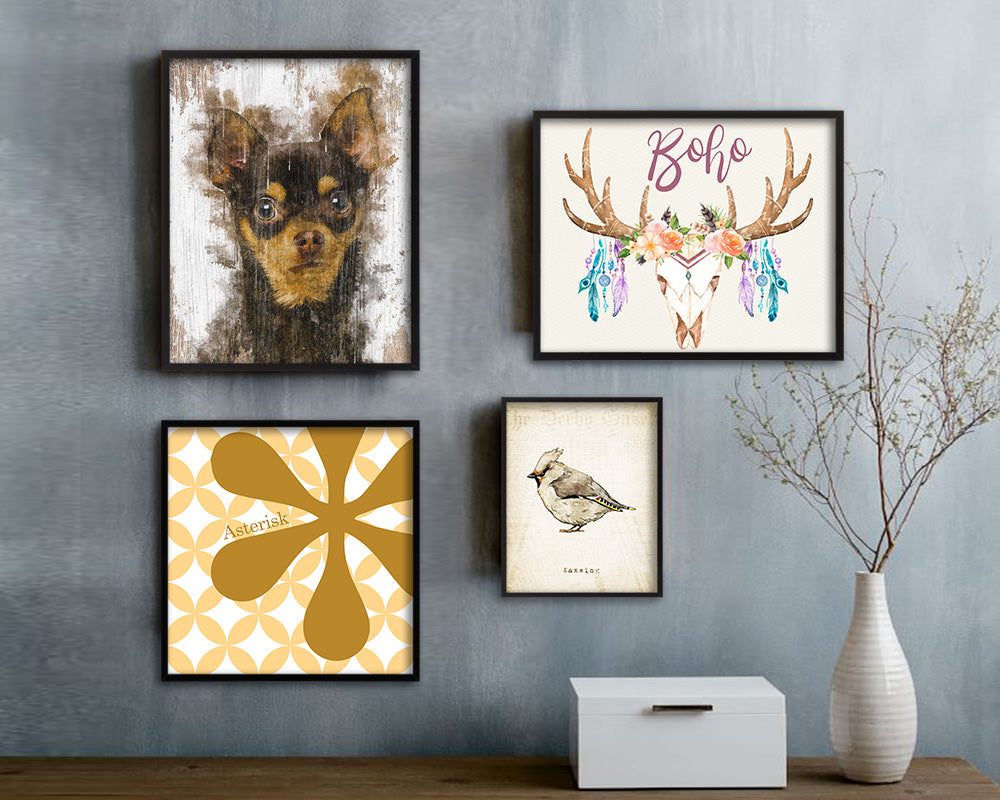 Chihuahua 9 months Dog Puppy Portrait Framed Print Pet Watercolor Wall Decor Art Gifts