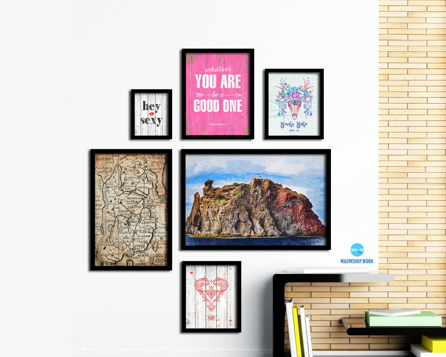 China Antique Map Wood Framed Print Art Wall Decor Gifts