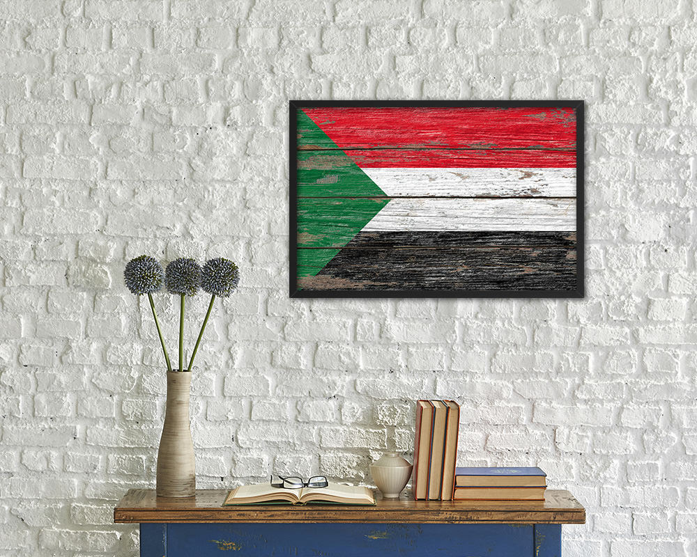Sudan Country Wood Rustic National Flag Wood Framed Print Wall Art Decor Gifts