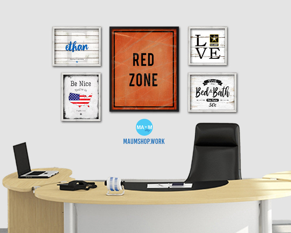 Red Zone Notice Danger Sign Framed Print Home Decor Wall Art Gifts