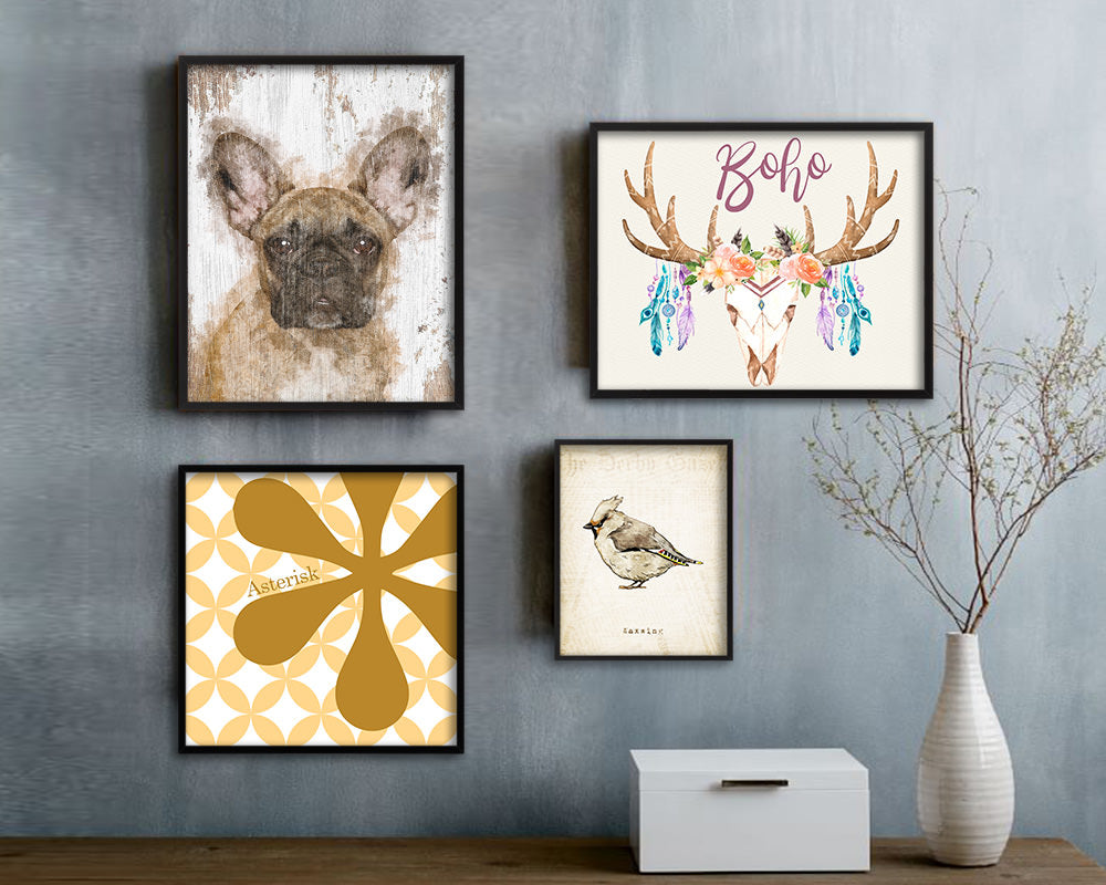 French Bulldog Dog Puppy Portrait Framed Print Pet Watercolor Wall Decor Art Gifts