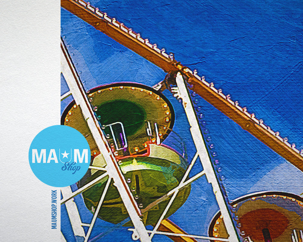 Lancashire UK Ferris Wheel Landscape Painting Print Art Frame Home Wall Decor Gifts