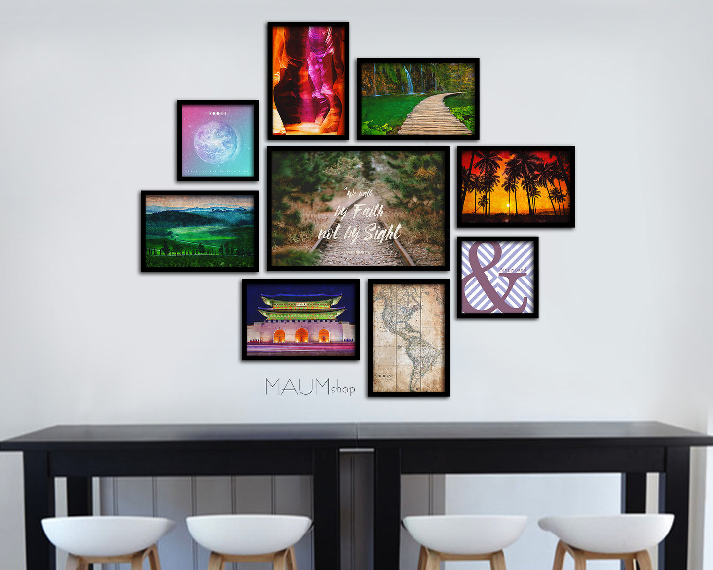 We walk by faith not by sight, 2 Corinthians 5:7 Bible Verse Scripture Framed Art