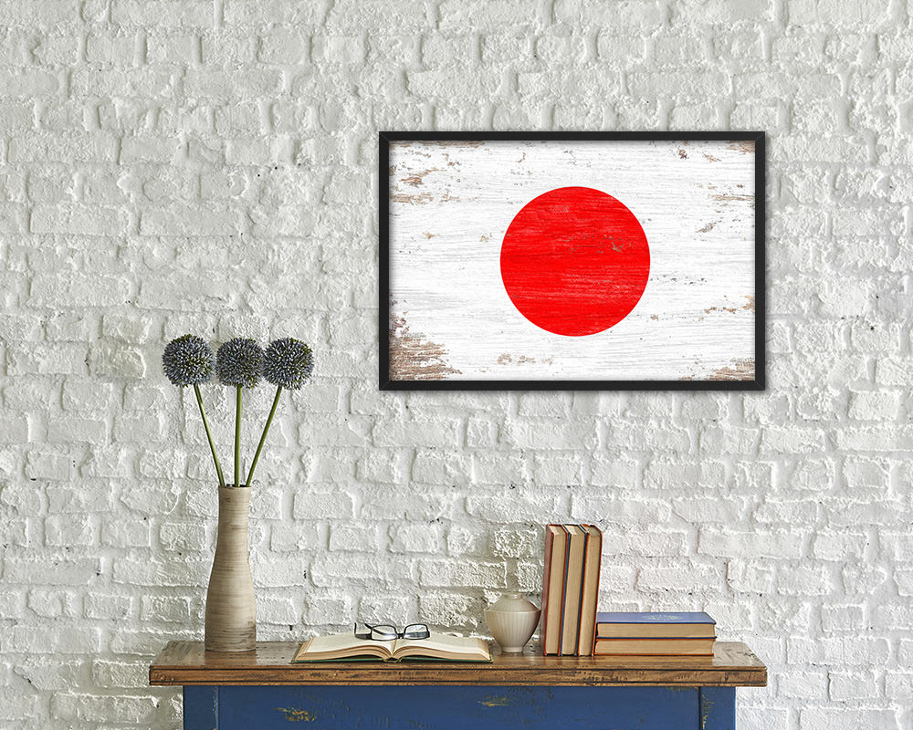 Japan Shabby Chic Country Flag Wood Framed Print Wall Art Decor Gifts