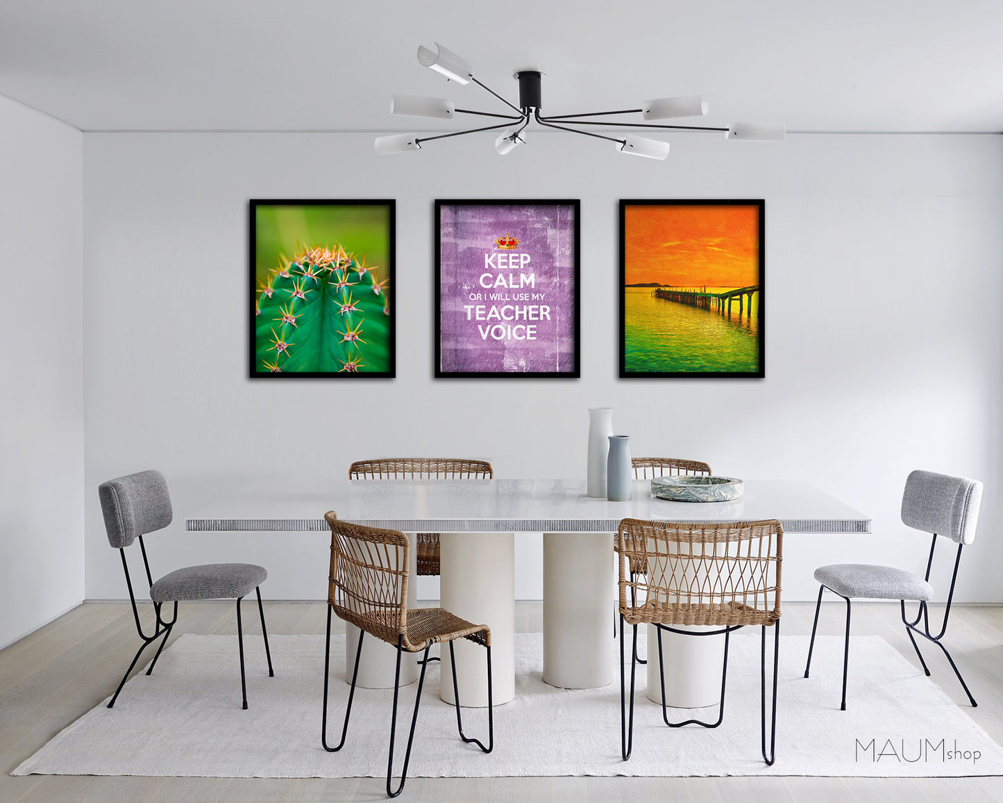 Keep calm or I will use my teacher voice Quote Framed Print Wall Decor Art Gifts