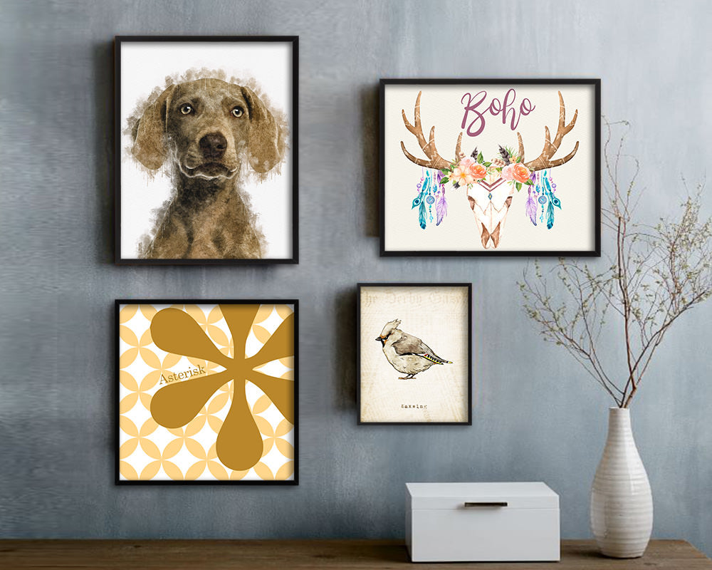 Weimarane Dog Puppy Portrait Framed Print Pet Watercolor Wall Decor Art Gifts