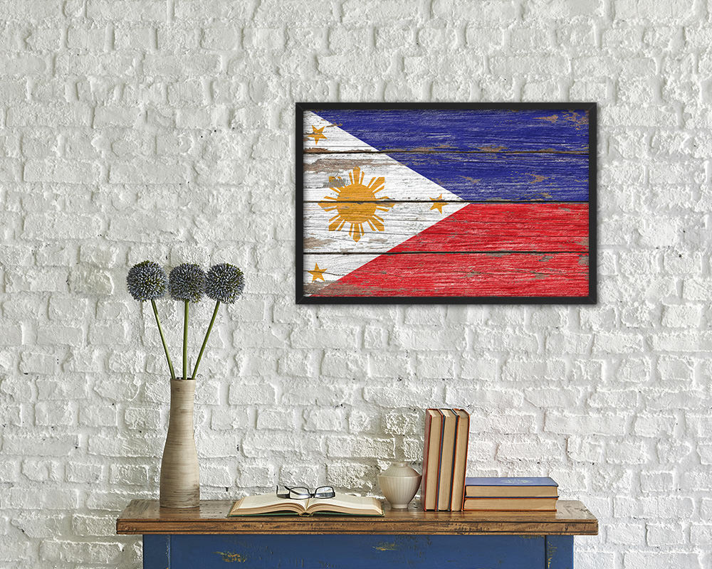 Philippines Country Wood Rustic National Flag Wood Framed Print Wall Art Decor Gifts