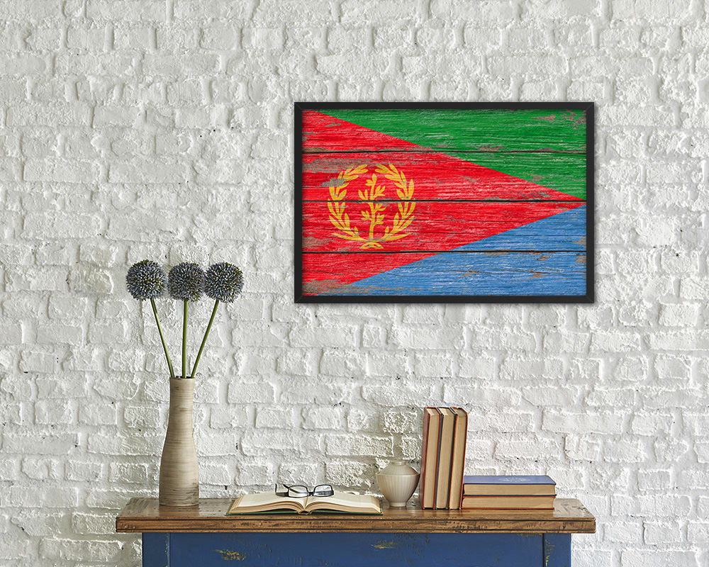 Eritrea Country Wood Rustic National Flag Wood Framed Print Wall Art Decor Gifts