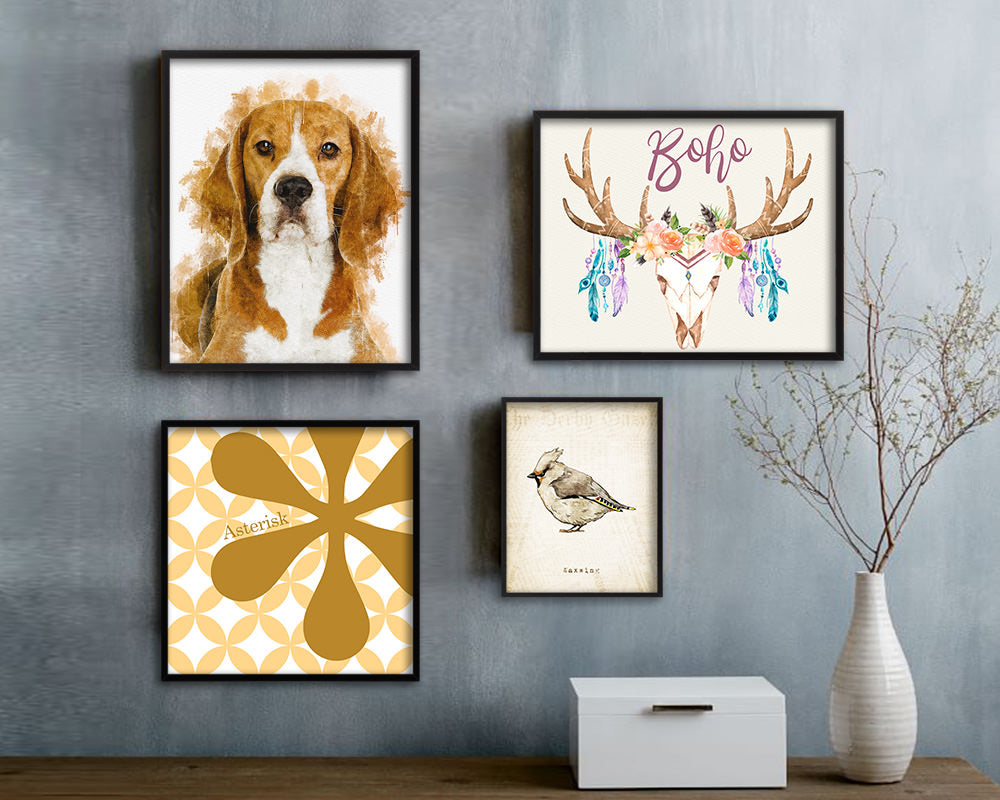 Beagle Dog Puppy Portrait Framed Print Pet Watercolor Wall Decor Art Gifts