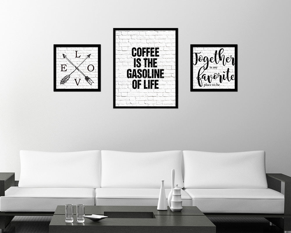 Coffee is the gasoline of life Quote Framed Artwork Print Wall Decor Art Gifts