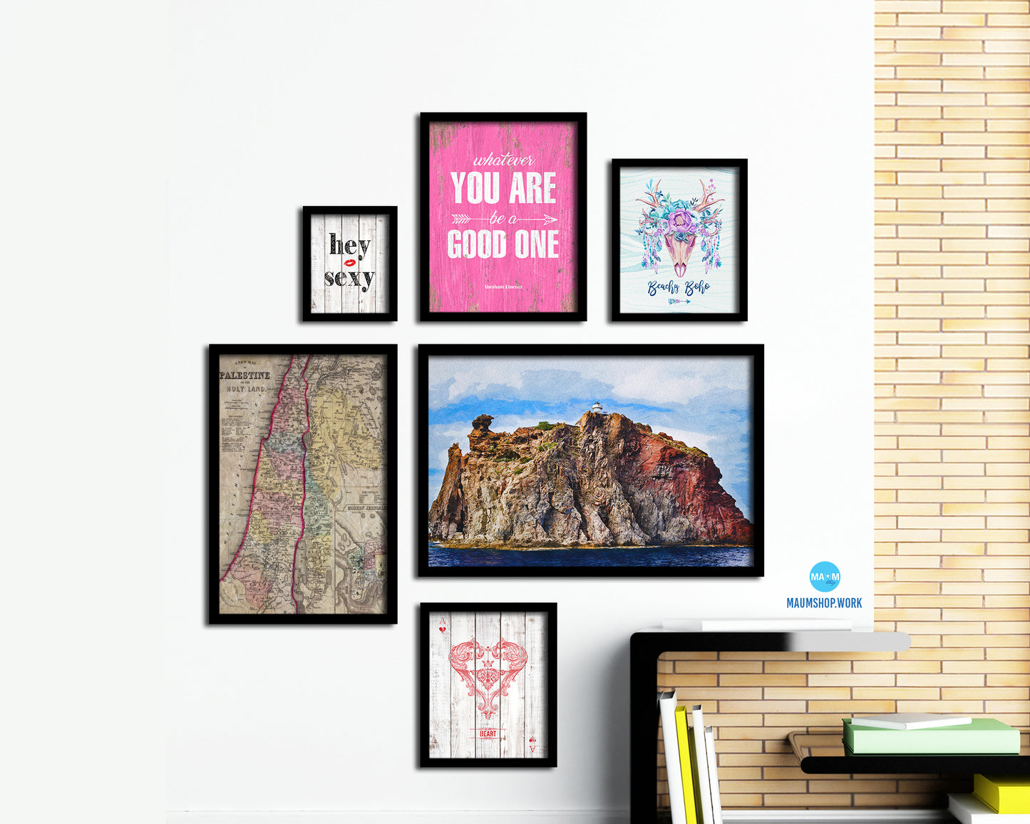 Palestine Israel Jerusalem Historical Map Wood Framed Print Art Wall Decor Gifts