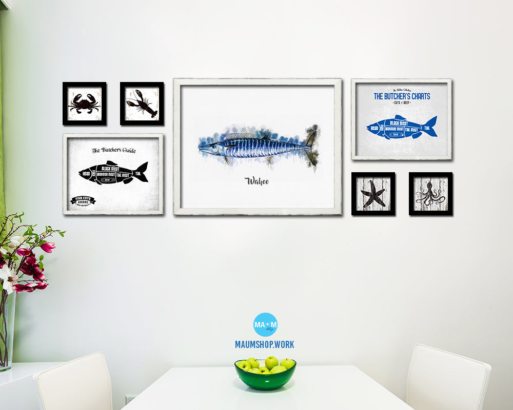 Wahoo Fish Framed Prints Modern Restaurant Sushi Bar Watercolor Wall Art Decor