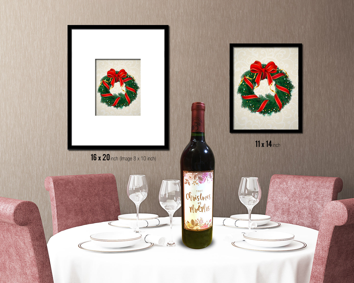 Christmas Wreath Holiday Season Gifts Wood Framed Print Home Decor Wall Art