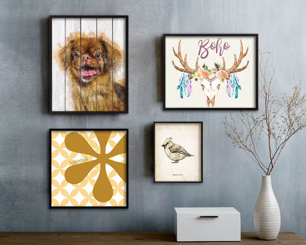 Pekingese Dog Puppy Portrait Framed Print Pet Watercolor Wall Decor Art Gifts