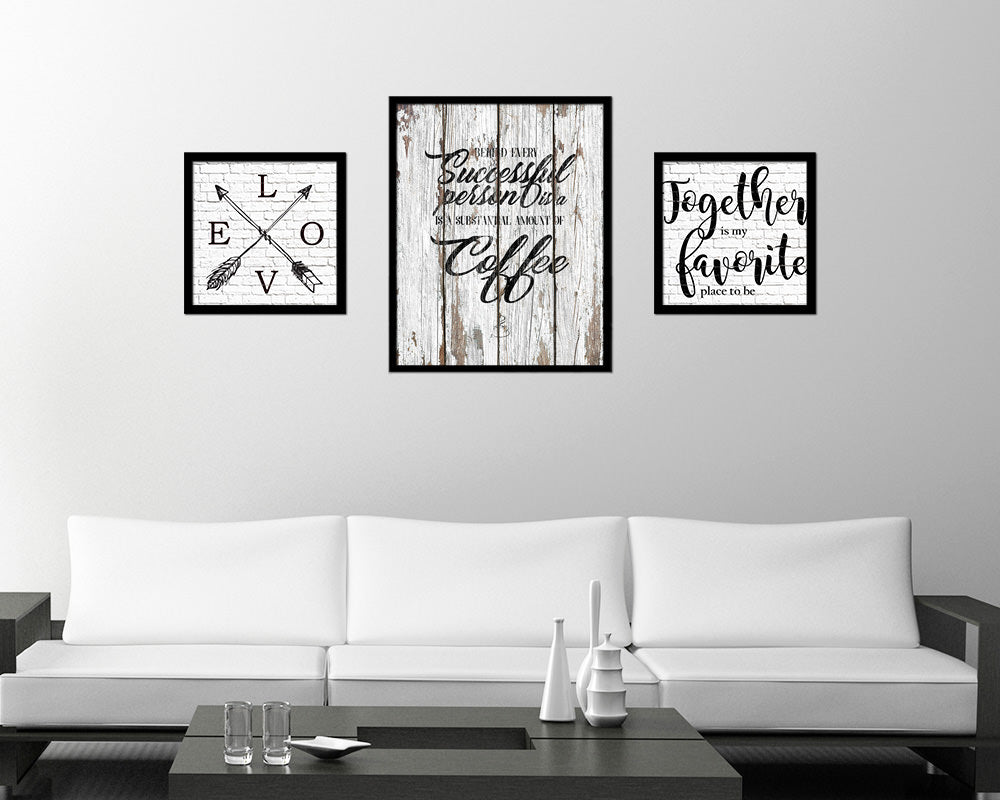Behind every successful person is a substantial amount of coffee Quote Framed Artwork Print Wall Decor Art Gifts