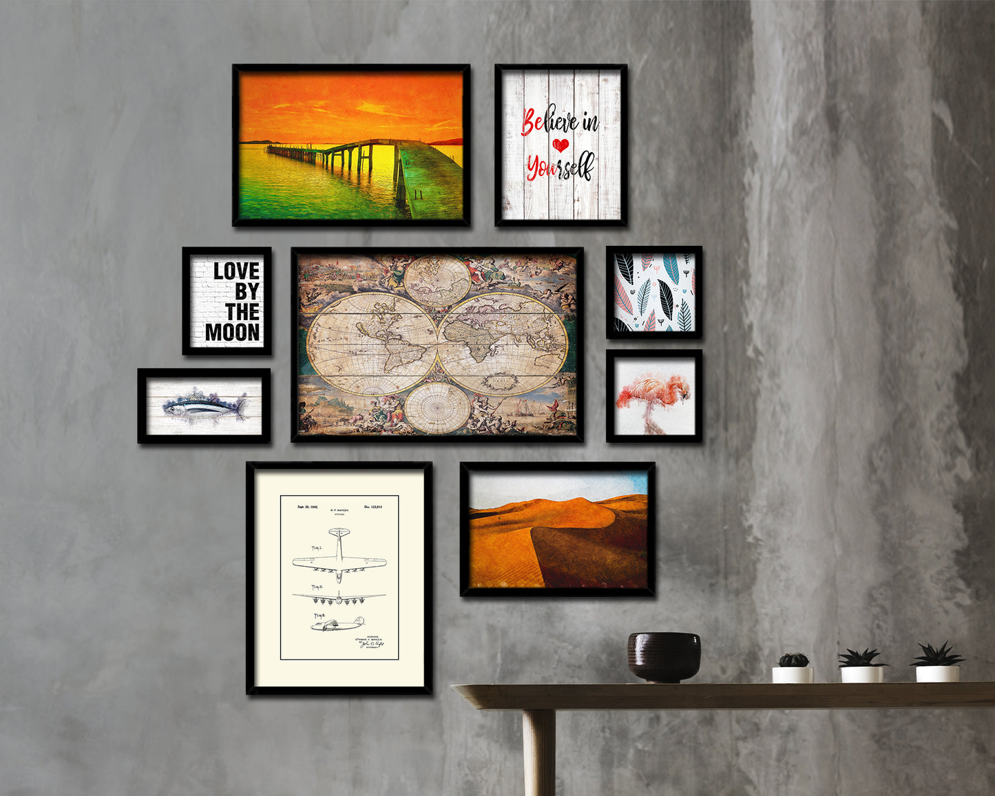 World hemispheres Frederick De Wit Amsterdam 1668 Antique Map Framed Print Art Wall Decor Gifts