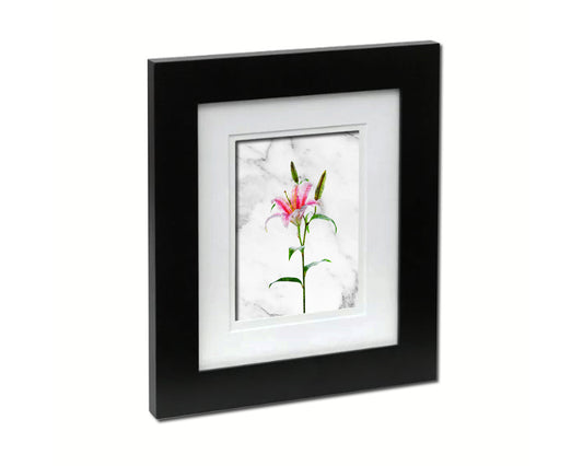 Pink Lily Marble Texture Plants Art Wood Framed Print Wall Decor Gifts