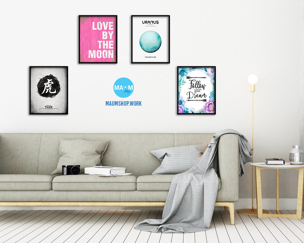 Love by the moon Quote Saying Framed Print Home Decor Wall Art Gifts