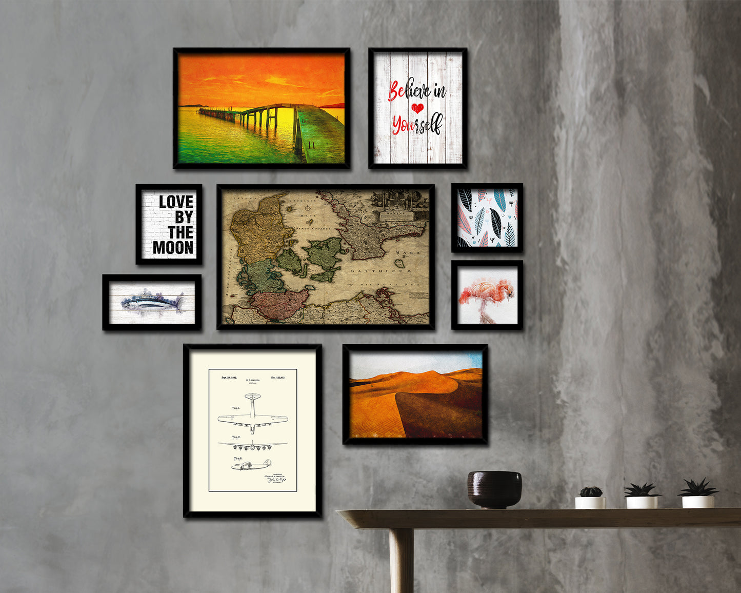 Denmark Centuries Latin Historical Map Framed Print Art Wall Decor Gifts