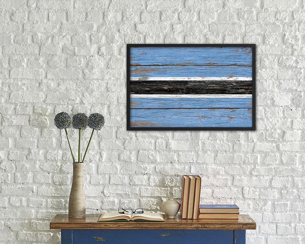 Botswana Country Wood Rustic National Flag Wood Framed Print Wall Art Decor Gifts