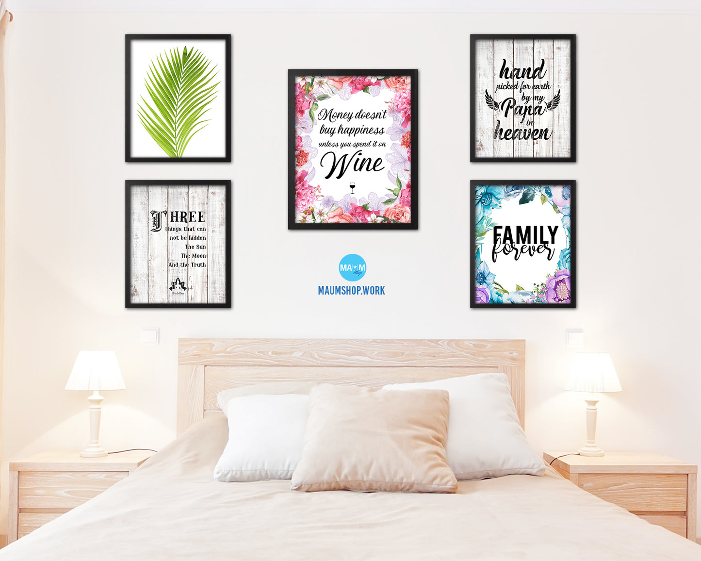 Money doesn't buy happiness unless you spend it Words Wood Framed Print Wall Decor Art Gifts