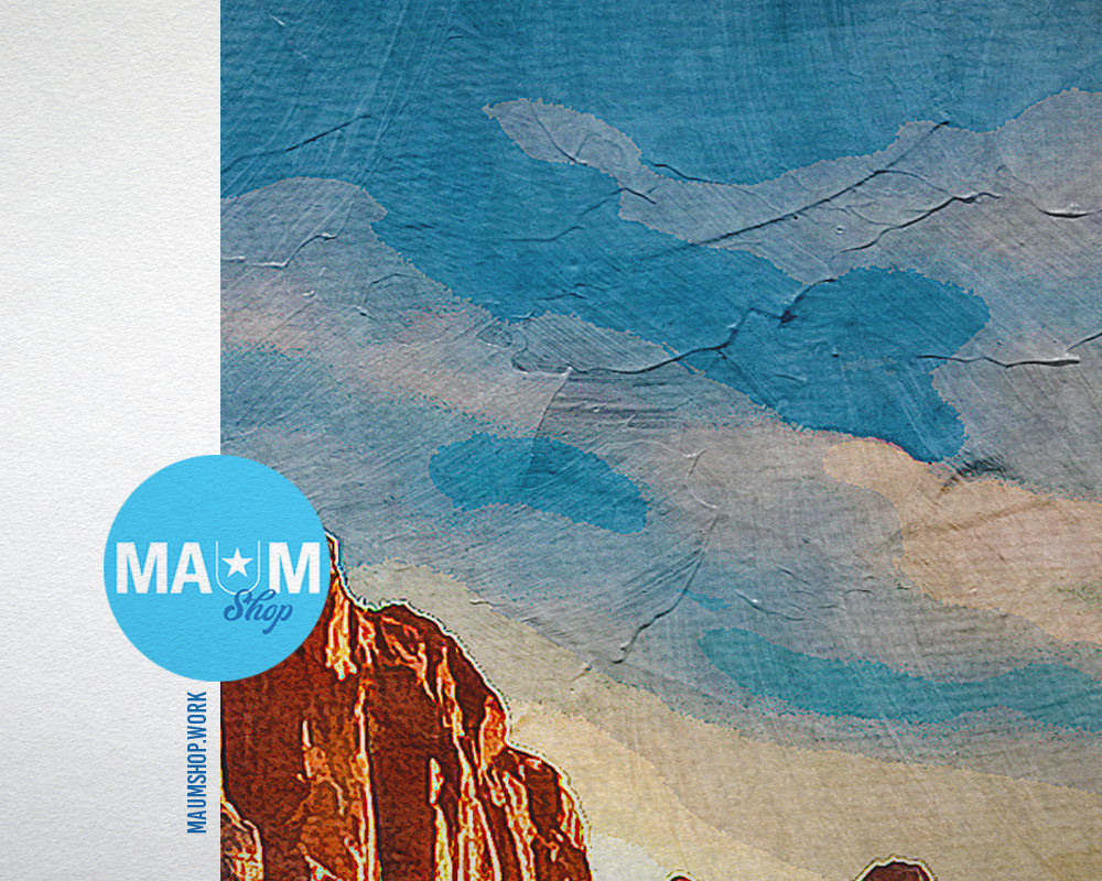 Zion National Park Utah Landscape Painting Print Art Frame Home Wall Decor Gifts