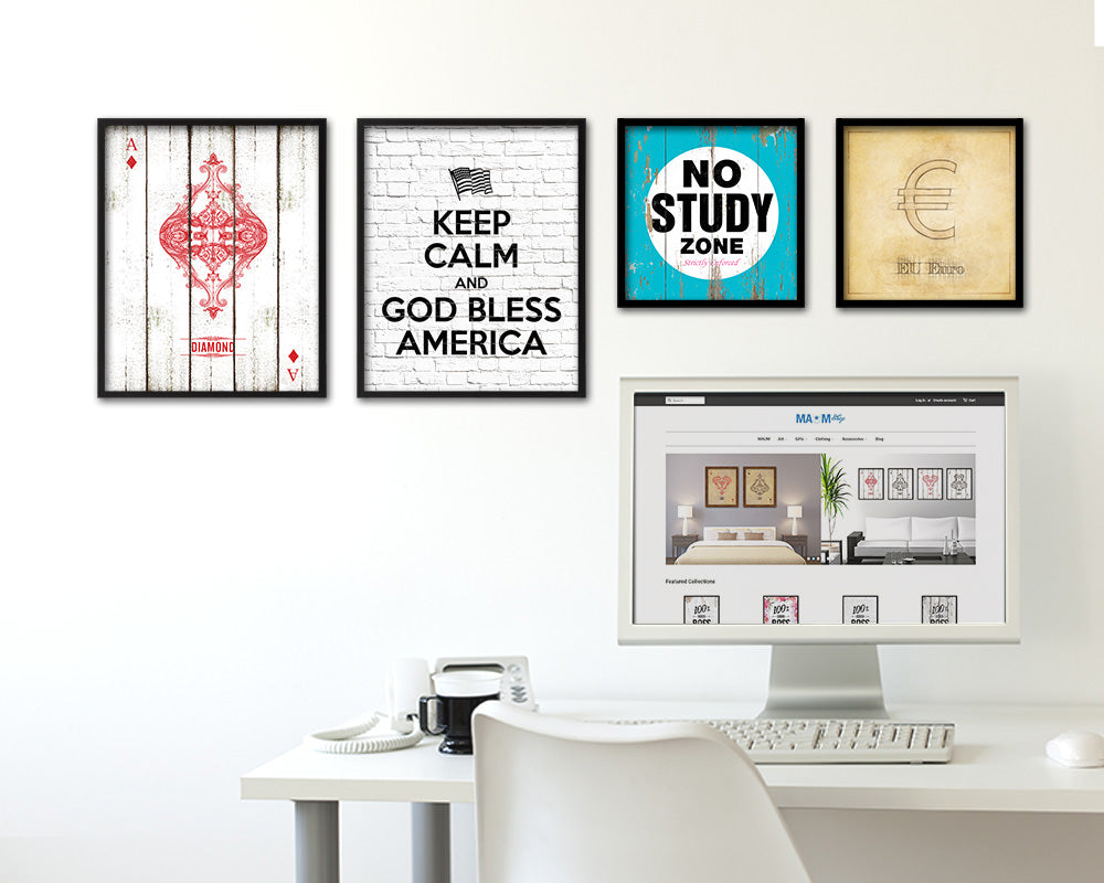 Keep calm and God bless America Quote Framed Print Home Decor Wall Art Gifts