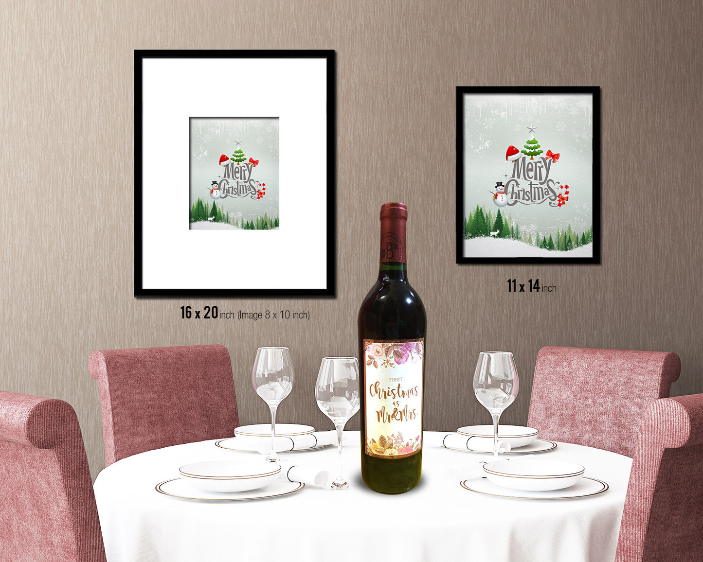 Merry Christmas Tree Holiday Season Gifts Wood Framed Print Home Decor Wall Art