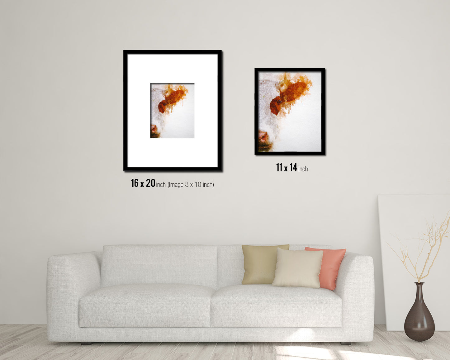 Cow Animal Painting Print Framed Art Home Wall Decor Gifts