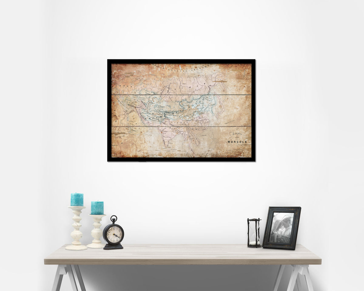 Mongolian Empire Asia Antique Map Framed Print Art Wall Decor Gifts