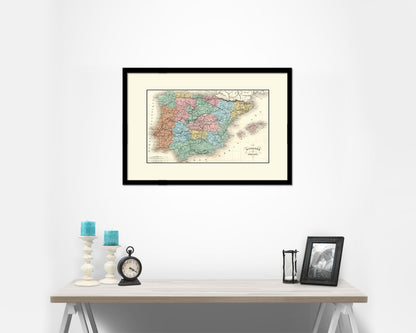 Spain and Portugal 1846 Old Map Framed Print Art Wall Decor Gifts