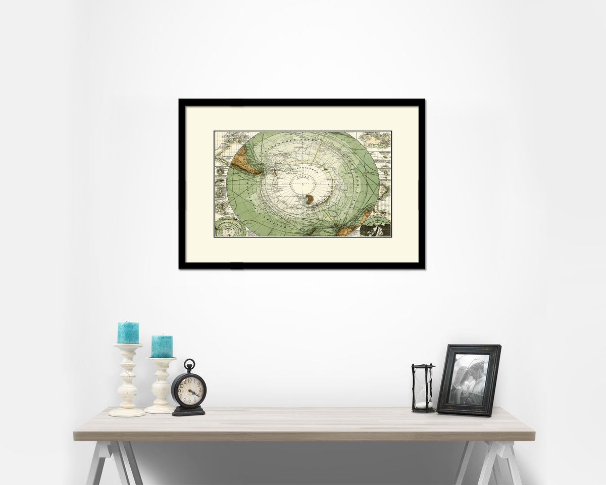 Antarctica South Pole 1872 Old Map Framed Print Art Wall Decor Gifts