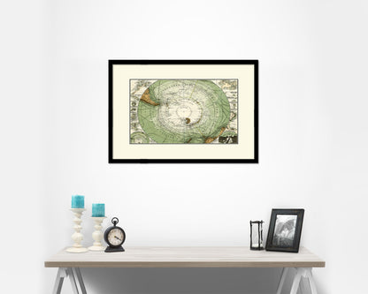 Antarctica South Pole 1872 Old Map Framed Print Art Wall Decor Gifts