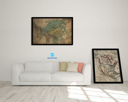 Asia 1860 Vintage Map Framed Print Art Wall Decor Gifts