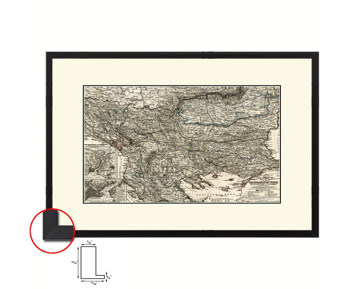 Balkans Hungary Romania Europe's Third World Old Map Framed Print Art Wall Decor Gifts