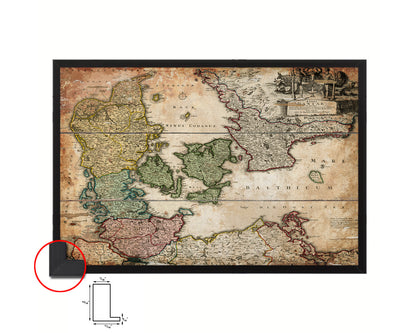 Denmark Centuries Latin Antique Map Framed Print Art Wall Decor Gifts