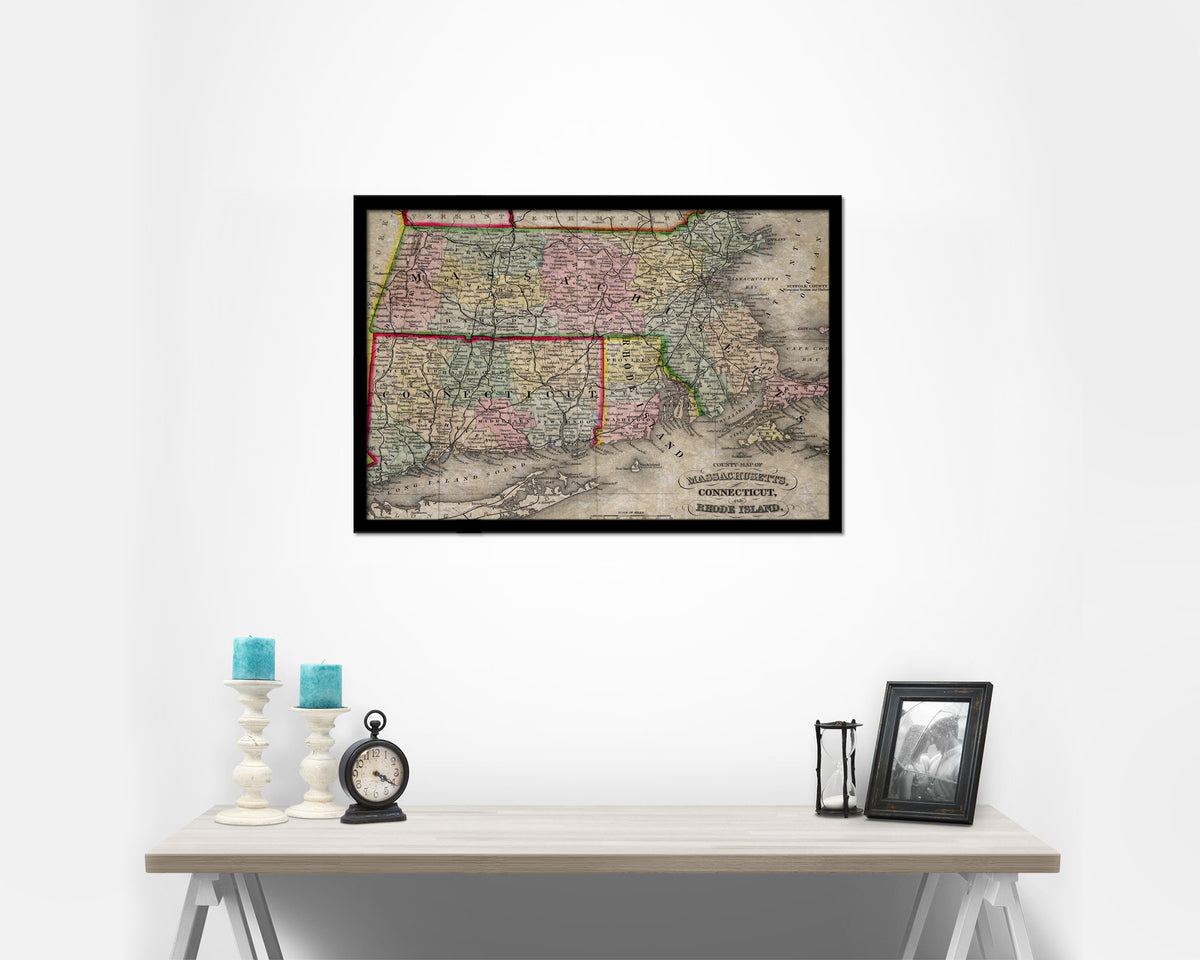 Massachusetts Spofford's Atlas United States 1900 Historical Map Framed Print Art Wall Decor Gifts