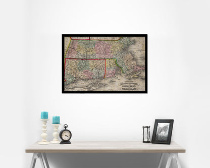 Massachusetts Spofford's Atlas United States 1900 Historical Map Framed Print Art Wall Decor Gifts