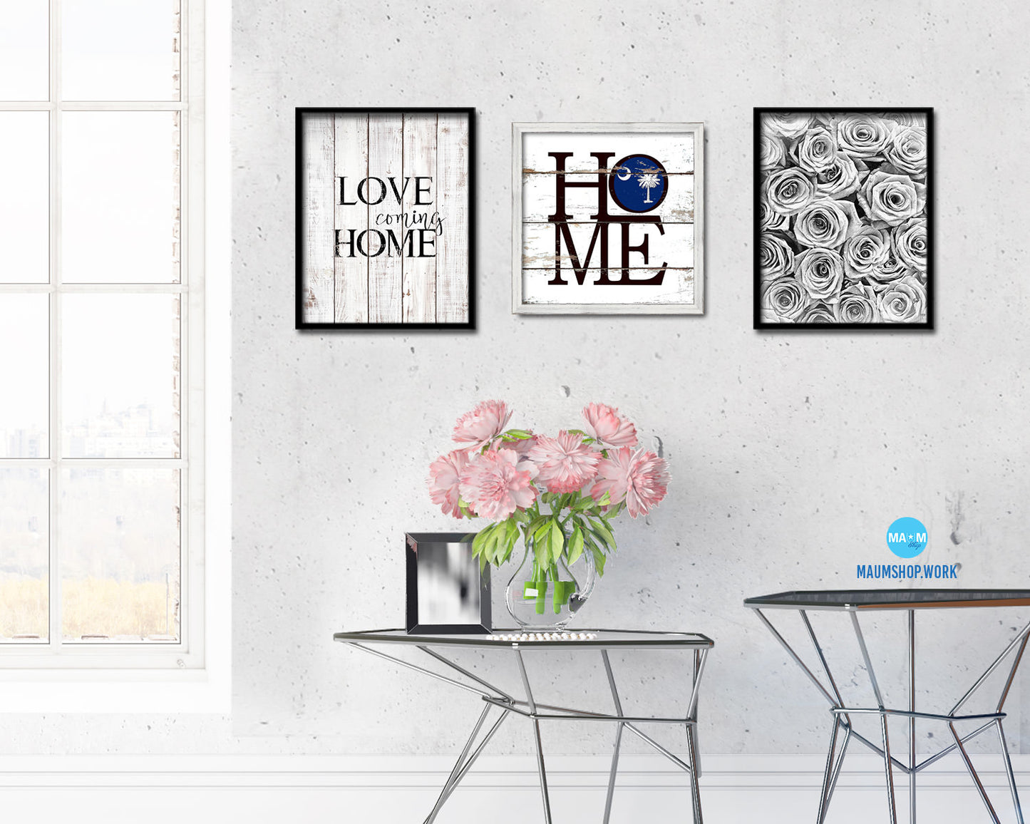 South Carolina State Flag Home Sign Framed Print Decor Wall Art Gifts