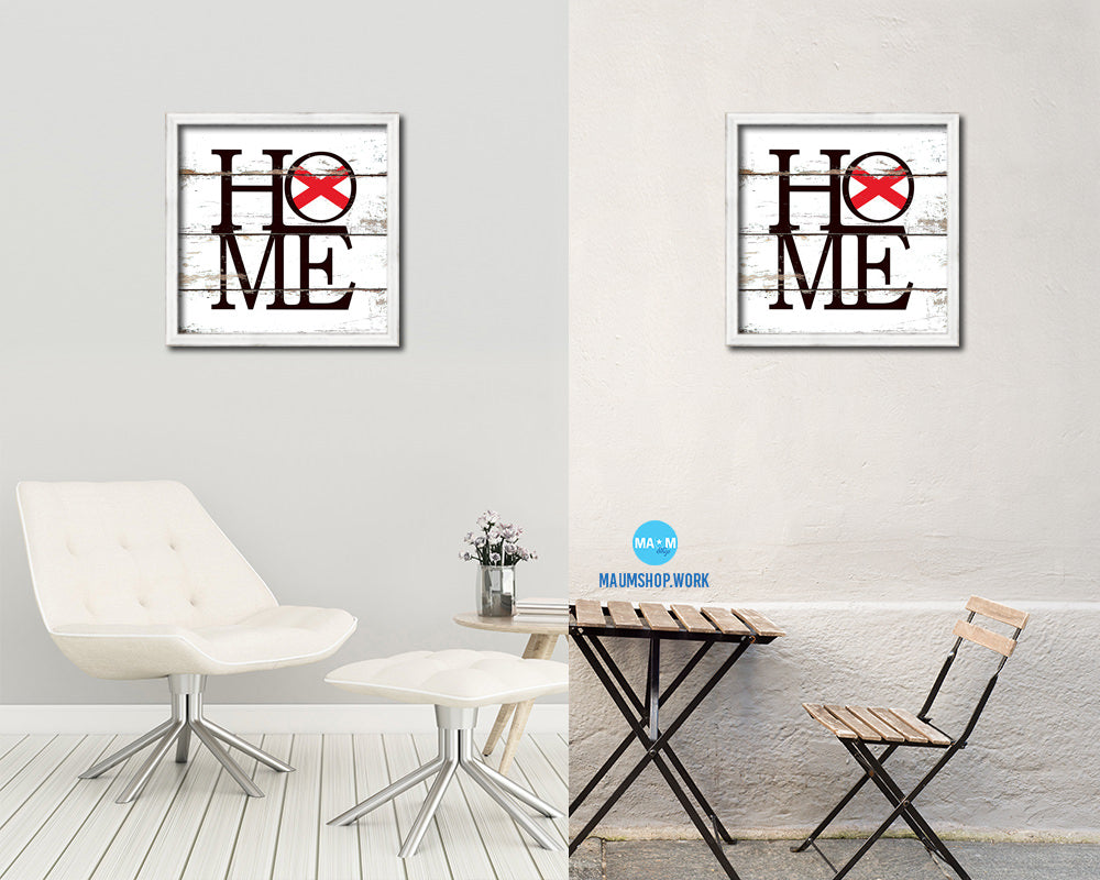 Alabama State Flag Home Sign Framed Print Decor Wall Art Gifts